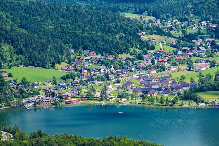 Looking out over the surrounding countryside from the viewpoint of Hallstatt's salt mines